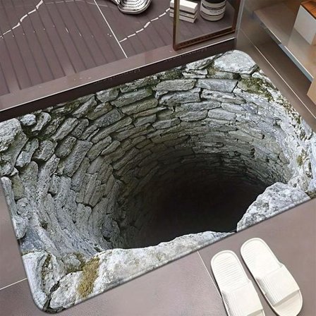 3D optinen illuusio syvyysmatto – Liukumaton HD-painettu lattiamatto oveen, loputon abyss-design, 50×80 cm