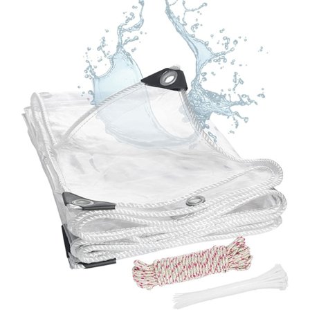 1,5m*2m transparent presenning, slitesterk PVC vinyl presenning, 20mm tykk, glasspresenning med metallmaljer, beskytter mot vann, UV-stråling