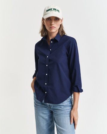 GANT Damen Regular Fit Classic Popeline Bluse (46) Blau