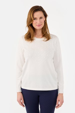 BRANDTEX - Langærmet Strik - Off White - Strukturdetaljer