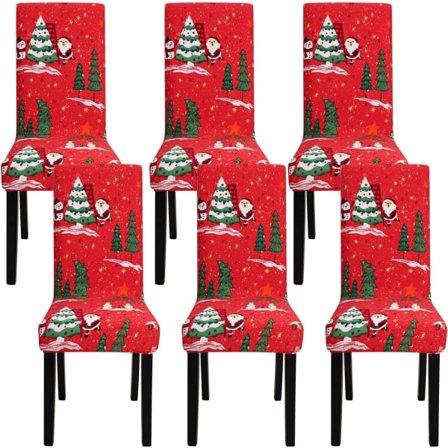 4-pack julstolsöverdrag, stretch, avtagbar tvättbar matsal Leaves-chocolate 6