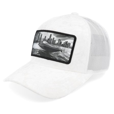 Calza Pennello - Hvid trucker Kasket - Speed Boat Racing Velvet White A-Frame Trucker @ Hatstore