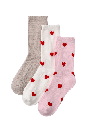 Å WOMAN Hjärtmönstrade strumpor, 3-pack Sockor Röd 39/41