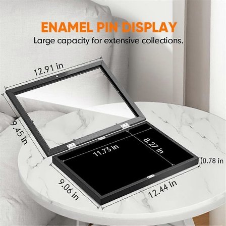 Emalje Pin Display Case, 32,8 x 24 cm Pin Samling Display til Væg og Bordplade, Sort