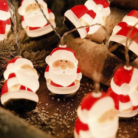 Ljusslinga 2 Meter med 10 Tjocka Tomtar - Batteridriven -