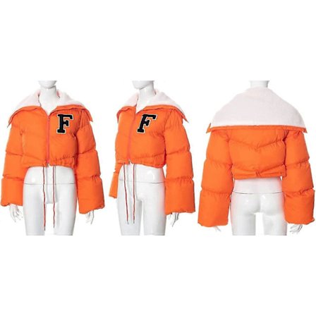 Dame Pufferjakke Cropped Glidelås Varm Vattert Jakke Med Oversized Lange Ermer