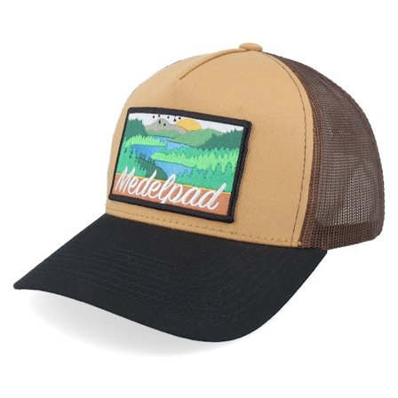 Wild Spirit - Braun trucker Cap - Swedish Medelpad Landscape Wheat/Brown/Black A-frame Trucker @ Hatstore