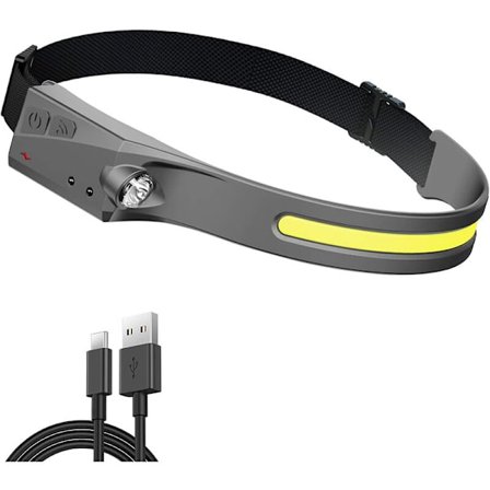 Kraftfull LED-huvudlampa, Uppladdningsbar ficklampa 350 Lumen 1200 mAh Huvudlampa 230°, IPX4 Halolight 5 LED Huvudlampa Löpning, Ca