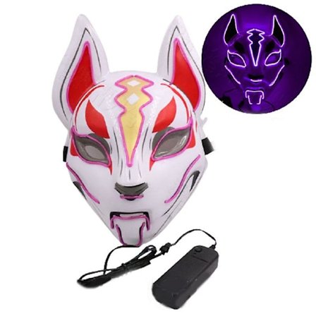 Kitsune Fox LED-mask Halloween Clubbing Light Up Kostym Rave Cosplay Fest