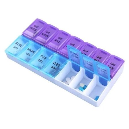 Praktisk 14-facks medicin tablettask Dosett MultiColor S