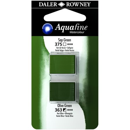 Aquafine Aquarelle Half-pan Duo Sap Green/Olive Green