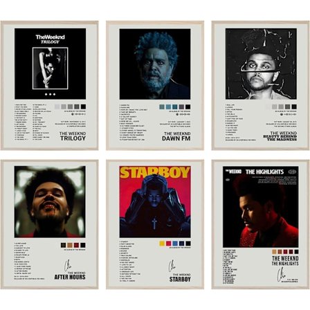 Sæt med 6 The Weeknd plakater, covers, musikplakater, The Weeknd albumcover artwork, kunstdekoration, prints 20 x 25 cm