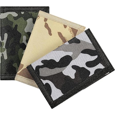 3 st polyester kamouflage canvas tri-fold myntväska med kardborre och dragkedjefickor