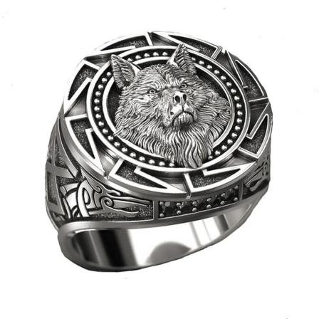 Wolf Ring For Men Norse Viking Nordic Wolf Head Ring Retro Wolf