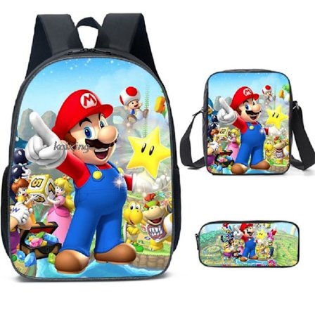Super Mario Princess 3-delad skolväska för barn