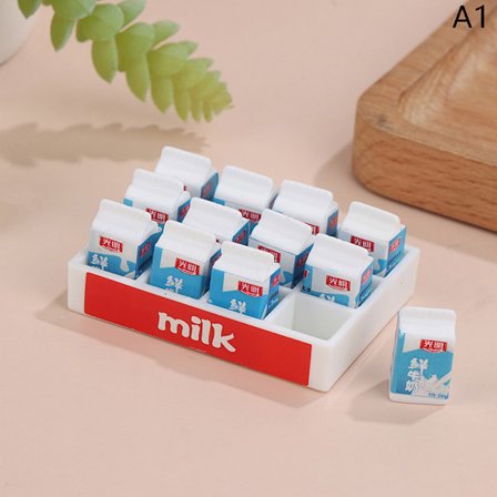 1Set Dollhouse Miniature Simulation Mini Drink Milk Set Toys DI