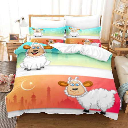 H8 Käsin Piirretty Sarjakuva Lammas 3D-Tulostettu Vuodevaatesetti Pussilakana Peittopäällinen Tyynyliina Lasten Lahja