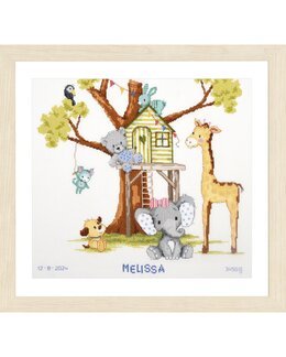 Broderikit Fødselsbillede Træhytten - Vervaco