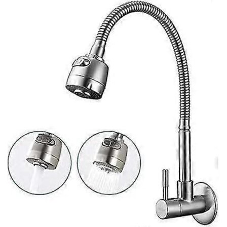 Väggmonterad Köksblandare 360° Roterbar med Funktioner Köksblandare Kallvatten Enkel Kylning Väggmonterad Blandare På Borstad Yta-Xin