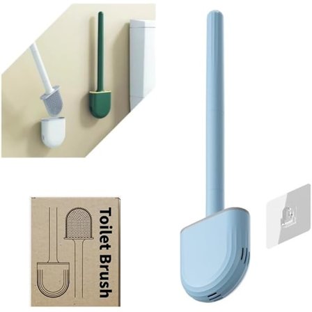 Fleksibel silikone toiletbørste med hurtigttørrende holderkit, vægmonteret