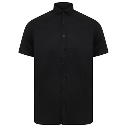 Henbury Herr Modern Kortärmad Oxford Skjorta XLS Svart