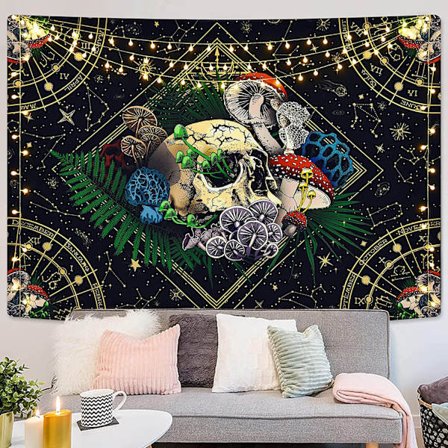 Kranietæppe Farverigt Svampevægtæppe Konstellationstæppe