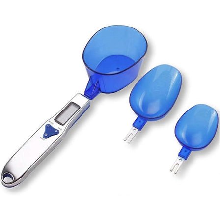 Digital kjøkkenvekt Steelyard med 3 måleskjeer for veiing av tørre og flytende ingredienser, melk, te, 500g (0,1g)