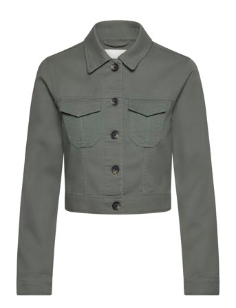 Monki Cropped Twill Jacket - Khaki green - S