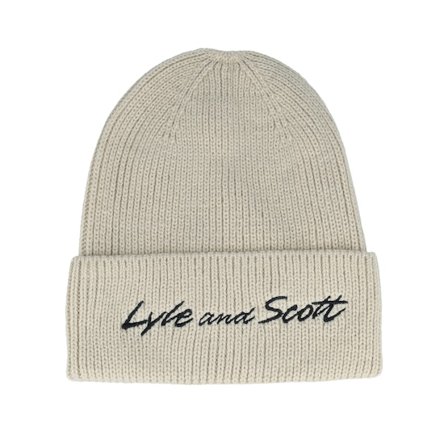 Lyle & Scott - Beige cuff Mütze - Script Embroidery Baseball Beanie Viaduct Cuff @ Hatstore