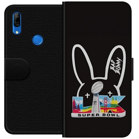 Kompatibel Tegnebogsetui til Huawei P Smart Z Bad Bunny portræt med åben skjorte, tatoveringer og krøllet hår i stilfuld modefotografering