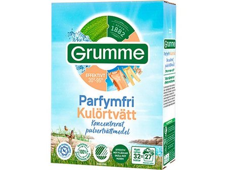 GRUMME Tvättmedel Kulörttvätt oparfymerad 1,12kg - Lyreco - Städ och hygien - Tvättmedel och klädvård - Tvättmedel