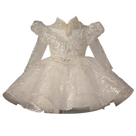 Elegant Kjole Jente Baby Bobleermet Mesh Paljettkjole