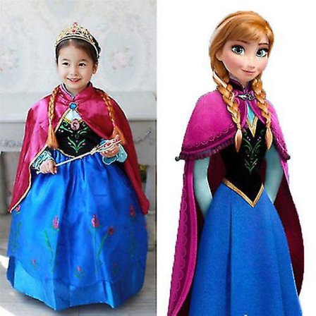 3-8 år jente Frozen Cosplay kjoler prinsessekjole