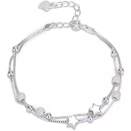 1 kpl 2 in 1 Naisten tähtirannekoru Massiiviset hopeaketjut Rannekoru