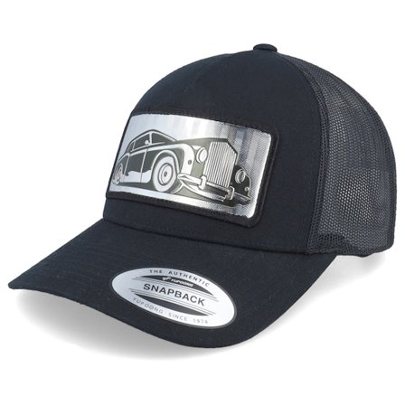 Iconic - Sort trucker Kasket - Luxury Car Silver Patch Black A-frame Trucker @ Hatstore
