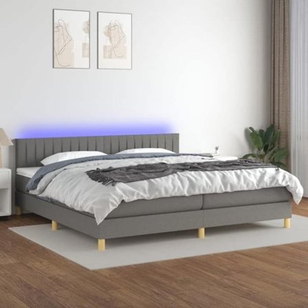 Maison Exclusive - Sengebund med lameller og madras samt LED mørkegrå 200x200 cm