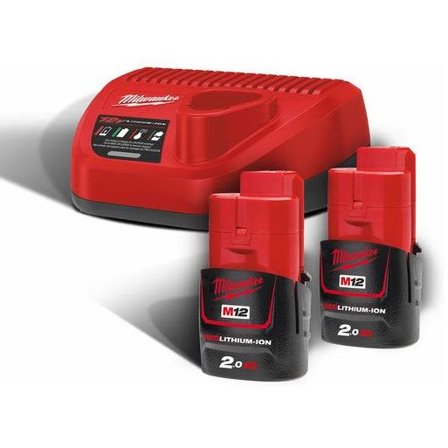 Milwaukee M12 NRG-202 Laddpaket, Batterier & laddare