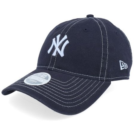 New Era - MLB Blå unconstructed Keps - New York Yankees Womens Contr Stitch 9TWENTY Navy/Pale Blue Dad Cap @ Hatstore