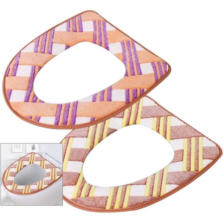 2 st Premium Toalettstolsskydd med kardborreband Mjukt Tjock Toalettstolsskydd Tvättbart och Återanvändbart - Rutigt