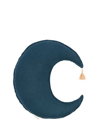 NOBODINOZ Moon Cushion L1N0 In Washed French Linen - Blue - ONE SIZE