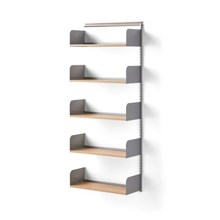 Wall shelving SHAPE, add-on, wood shelves, 1951x800x300 mm, alu/white