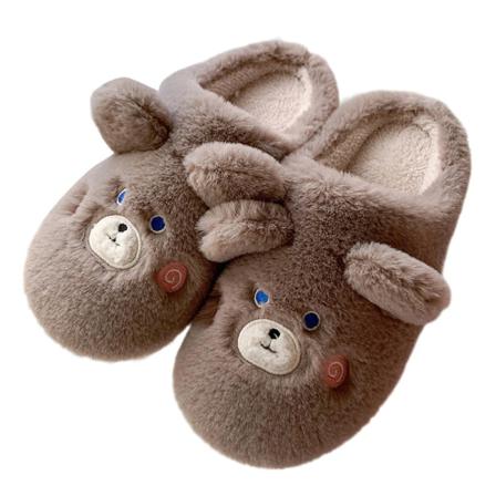 Kvinnor Flat Fuzzy Tofflor Slip On House Skor