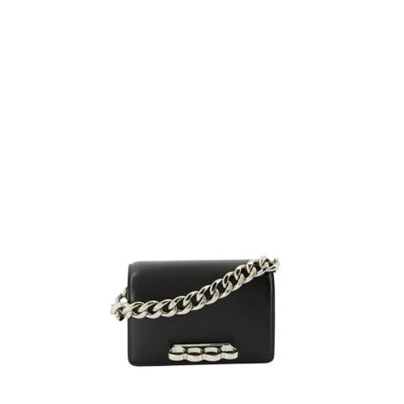 Alexander McQueen, Four Ring Mini Bag Zwart, Dames, Maat:ONE Size