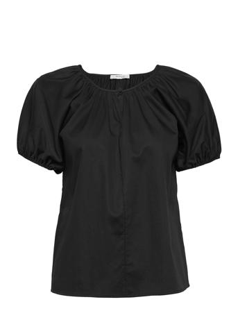 Liv Puff Cotton Blouse Black Marville Road