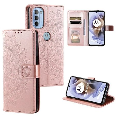 SKALO Moto G31 / G41 Mandala Plånboksfodral - Roséguld
