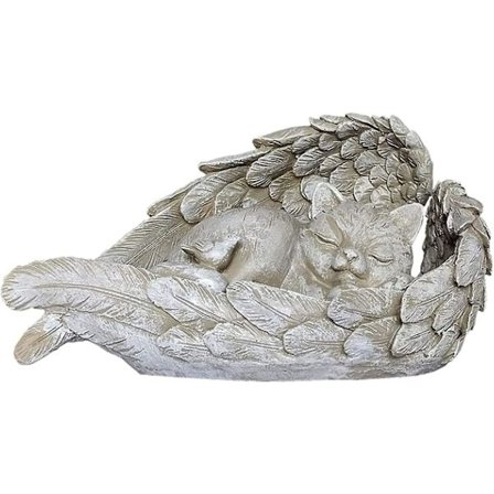 Havestatue Hund Kat, Harpiks Kunststatue Til Haveplan, Kæledyrsmindesstatue Engelvinger Udendørs