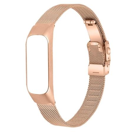 Xiaomi Mi Smart Band 4 / 3 milanesisk urrem i rustfrit stål - Rødguld Pink