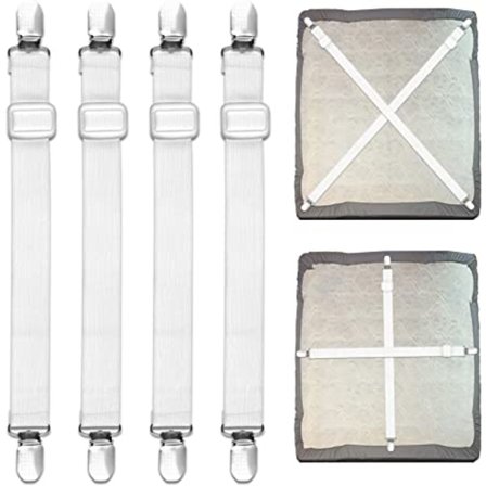 4 kpl lakanakiinnikettä, 55 cm-250 cm säädettävät lakanaremmit,