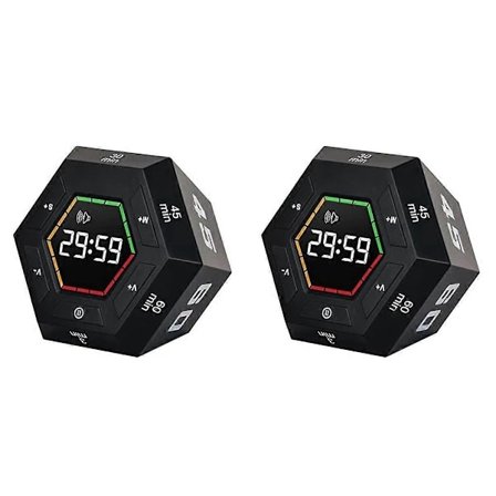 2X Pomodoro Timer, Produktivitetstimer, 3, 5, 15, 30, 45, 60 Minutters Forhåndsinnstilt Smart Nedtellingstimer, Timer