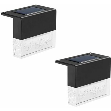 Solcelledrevne utelamper, LED-solcelledlamper for trapper, gjerder, rekkverk, dekk, hager, trinn, superlyse 10 lumen, 2 lysmoduser, fargeskiftende